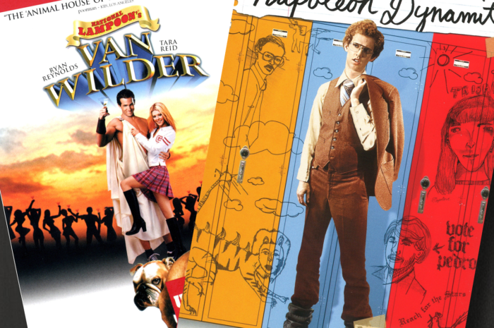 DVD covers for National Lampoon's Van Wilder and Napoleon Dynamite