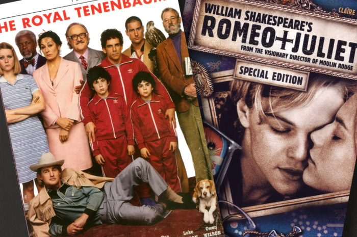 DVD covers for Romeo + Juliet and The Royal Tenenbaums