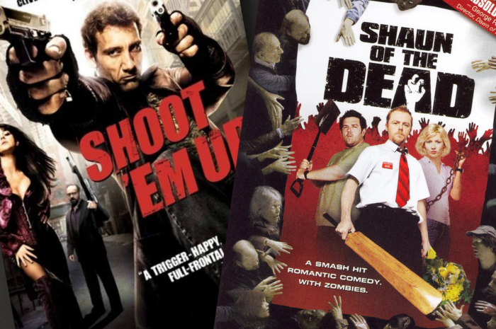 DVD covers for Shaun of the Dead and Shoot'Em Up